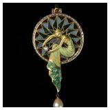 Nymph - Motif Plique - a - Jour Enamel 18K Gold...