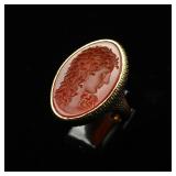 Victorian - Period Gold Ring with Agate...