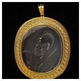 18K Gold Pendant with Banded - Agate Intaglio...