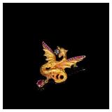 French Art - Nouveau 18K Gold Chimera Brooch,...