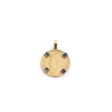 British 1917 18K Gold Pendant Set with King...
