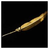 Solid 22K Gold Hand - Crafted Gold Feather...