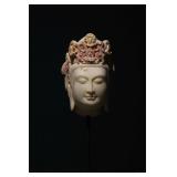 6th Century Painted White Marble Bodhisattva Head