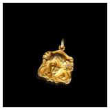 Art - Nouveau 20K Gold Maiden - Head Diamond...