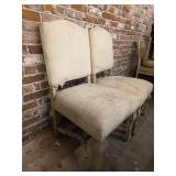 (2) Vintage Wood Upholstered Chairs
