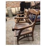 Pair of Wooden Armchairs, One with Upholstered Sea