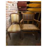 (2) Vintage Upholstered Wooden Armchairs