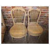 (2) Vintage Light-Finished Wood Fan-Backs