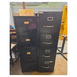 Set of Two Black Metal Filing Cabinets