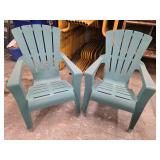 Pair of Stackable Plastic Adirondack-Style Chairs