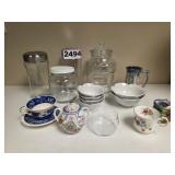 Assorted Glass Jars, Ceramic Teacups, and More!