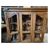 Wooden Display Cabinet with Carved Glass Doors