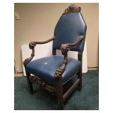 Ornate  Biedermeier Style Carved Wood Armchair