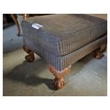 Upholstered Rectangular Ottoman with Carved feet