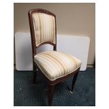 Upholstered Dining Chair with Carved Wood Frame