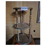 Three-Tier Round Wooden Display Stand with Turned