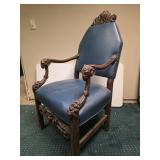 Ornate Biedermeier Carved Wood Armchair