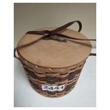 Vintage Wood Splint Basket with Wooden Lid