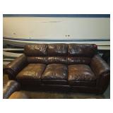 Brown Leather Couch W/ Nail Heads
