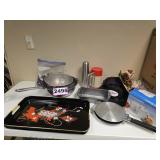 Assorted Kitchenware, Serving Tray, and Home Decor