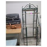 Assorted Lot W/ Wire Rack and Antique Suitcases