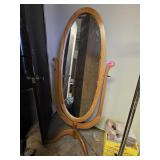 Oval Wood Frame Cheval Floor Mirror