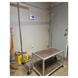Industrial Rolling Garment Rack with Utility Cart