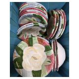 Lot W/ Salute Ceramics and 3-Tier Bookshelf