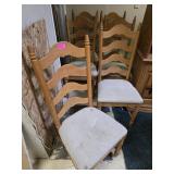 Set of (6) Ladder Back Wood Dining Chairs