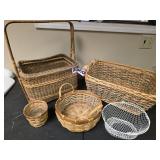 Lot of Four Assorted Woven and Metal Baskets