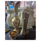 Brass vases and pitcher