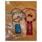 handcrafted dichroic glass necklace and earrings