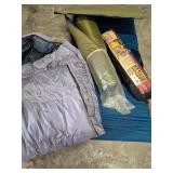 Tent, sleeping bag, sleeping bag pads
