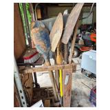 shovels, broom, post whole