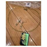 Handcrafted dichroic necklace & earrings