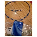 handcrafted dichroic glass necklace and earrings