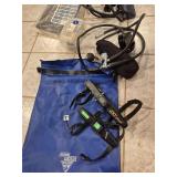 Dry bag, Scuba regulators, dive knives, goggles
