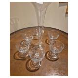 glass vase and etched glasses