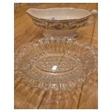 Mount Clemens Pottery gravy bowl & glass dish