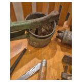 Vintage meat grinder & utencils