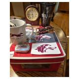 clock, Saluki pens, cups stickers