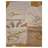 embroidered pillowcases, linens