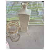 Lenox bud vase, Libbey 22k gold leaf wine glasses