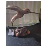 Hand carved Hummingbird signed Bruce Stamp