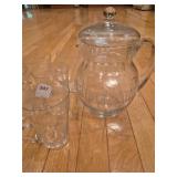 Vintage glass pitcher and Matching glasses