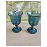 Indiana Glass blue carnival goblets
