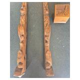 Solid walnut stamp holder, hand carved wood decor