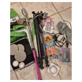 Tripod, glue gun, heat pad, misc