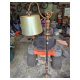 Vintage Wood and brass bridge arm floor lamp