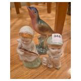 Royal Copley ceramic bird & porcelain figurines